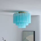 Aurora Ceiling Lamp White Murano Glass Layered Elegant Modern