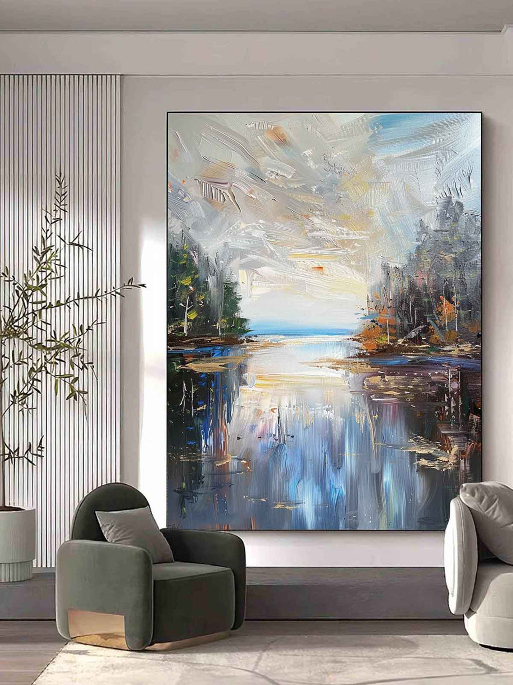 Impasto Lakescape Landscape Oil Painting