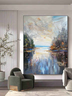 Impasto Lakescape Landscape Oil Painting