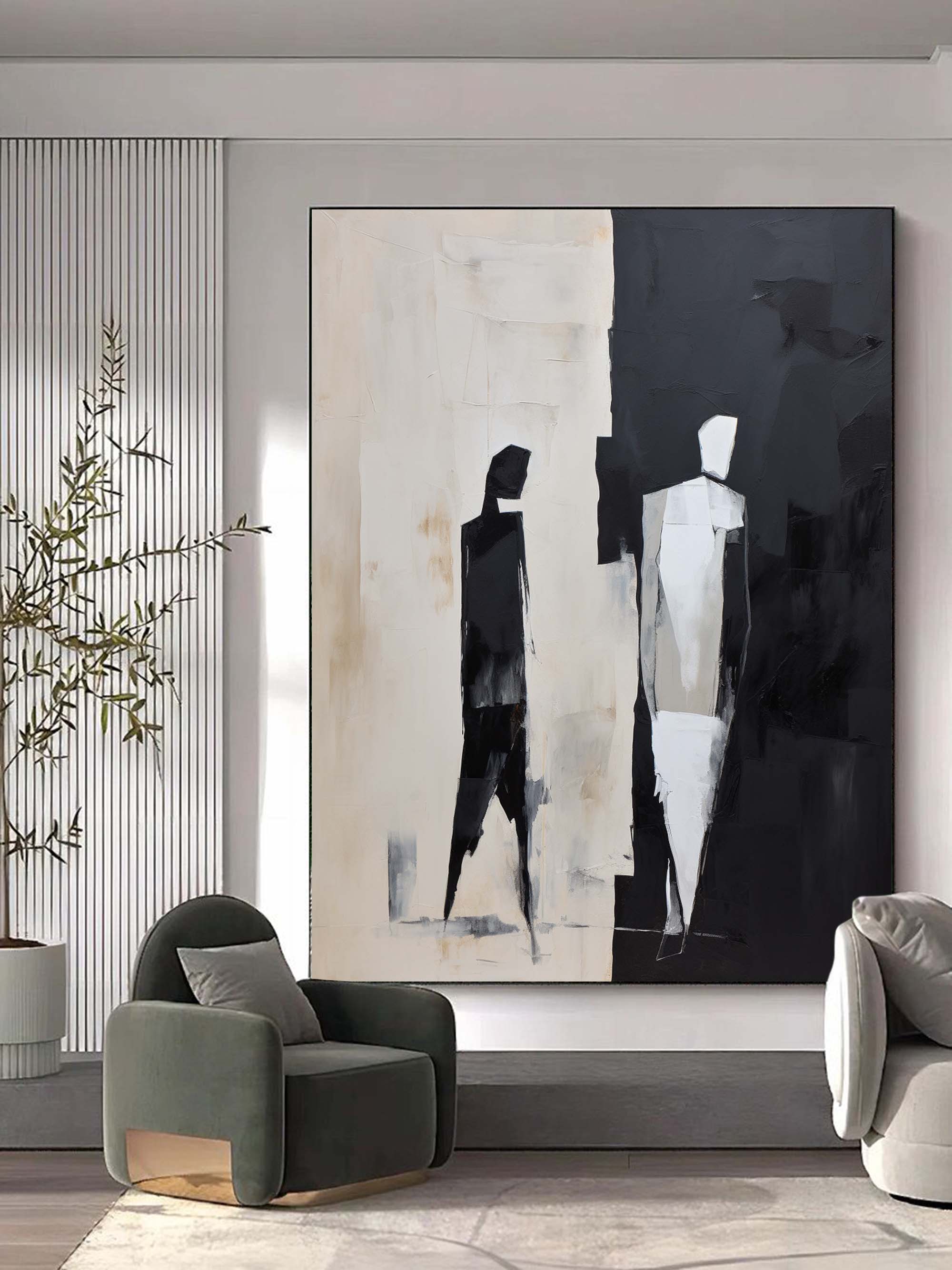 Contemporary Black White Figure Painting
