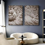 Brown Wave Texture 2 Piece Wall Art Set