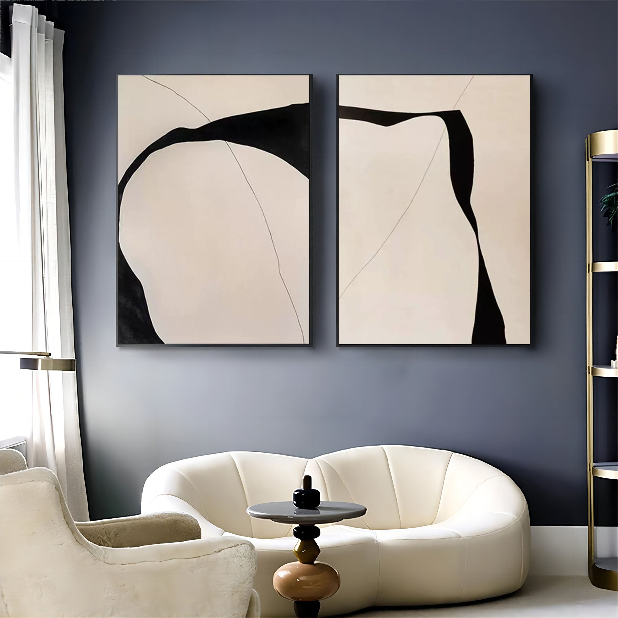Organic Diptych Art Oil Painting Set Of 2