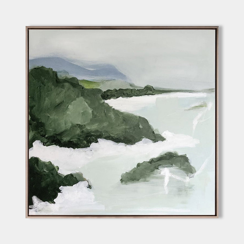 Coastal Green Landscape Oil Painting