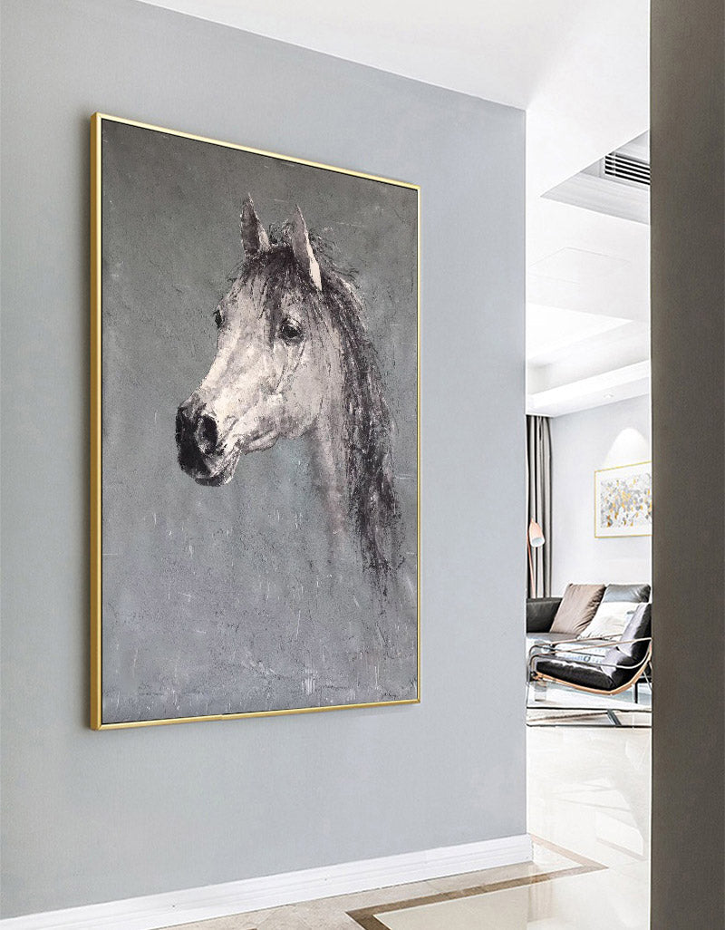 Monochrome Horse Head Oil Painting