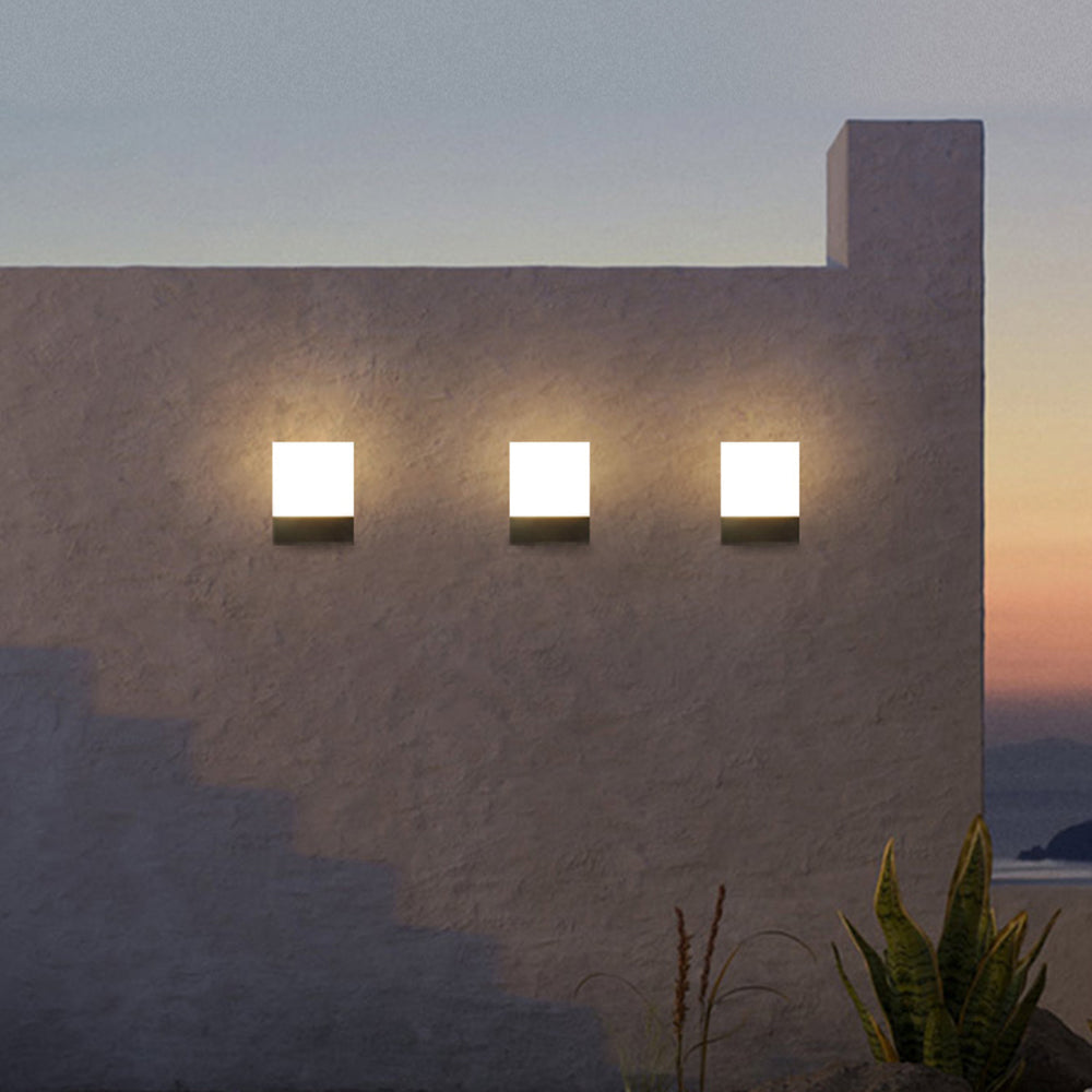 Ray Modern Sensor Rectangular Metal Outdoor Wall Lamp, Black/White