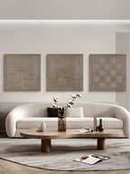 Wabi-Sabi Textured Triptych Wall Art Neutral