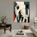Dynamic Curved Oil Painting Textured Teal Black Red