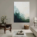 Emerald Ocean Wave Impasto Painting