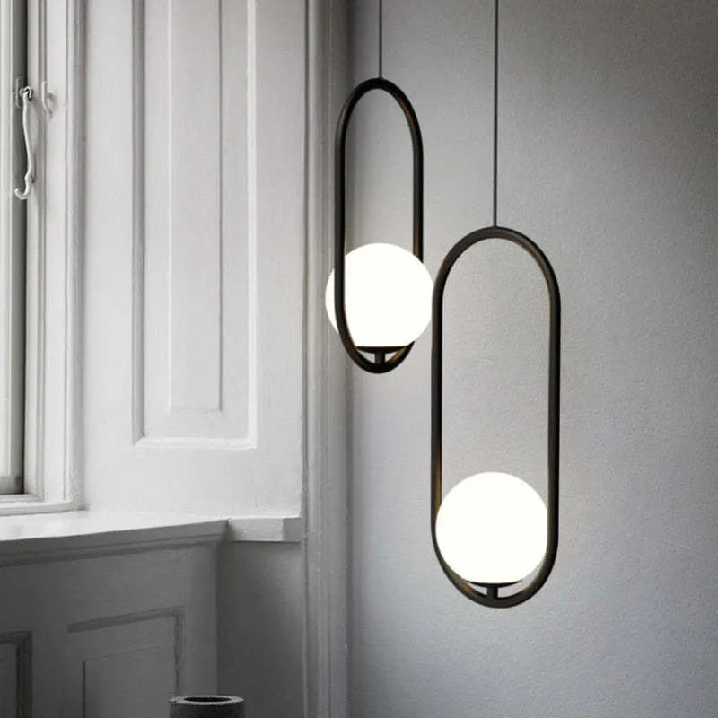 Arisha Modern Globe Metal/Glass Pendant Light, 3 Style