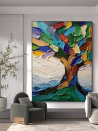 Colorful Tree of Life 3D Impasto Painting