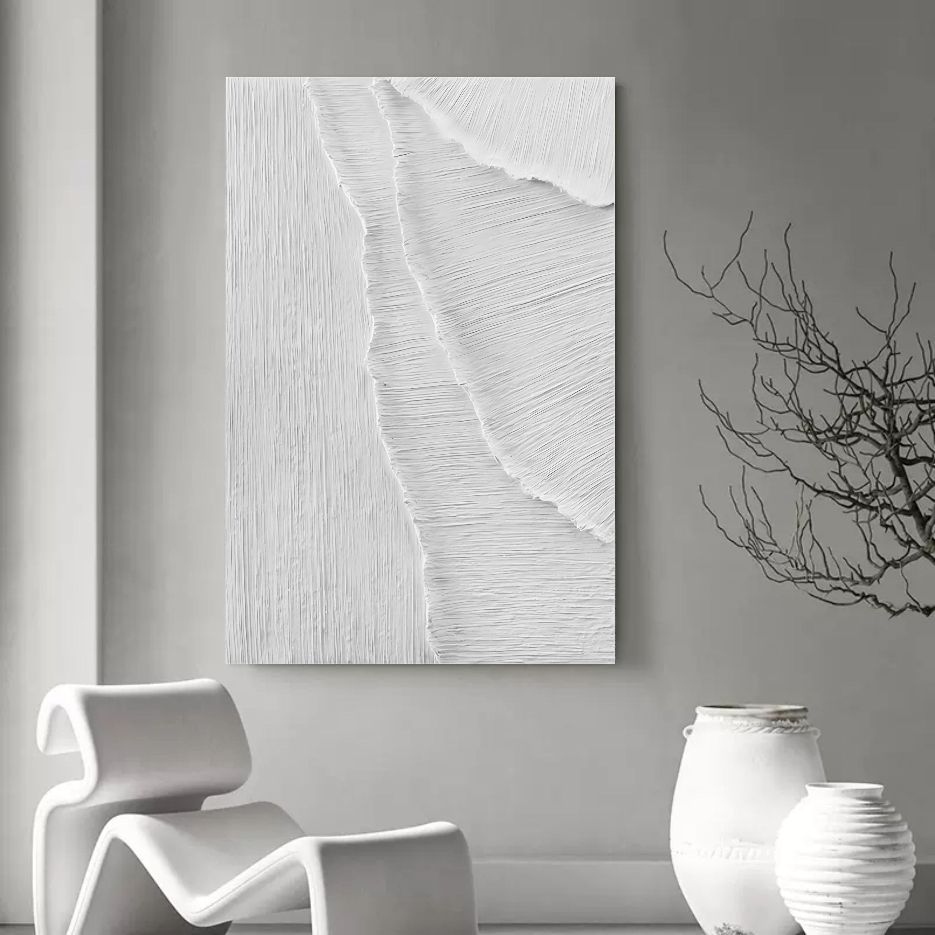 Monochrome Textured Wave Oil Painting