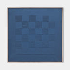 Indigo Blue Textured Grid Painting