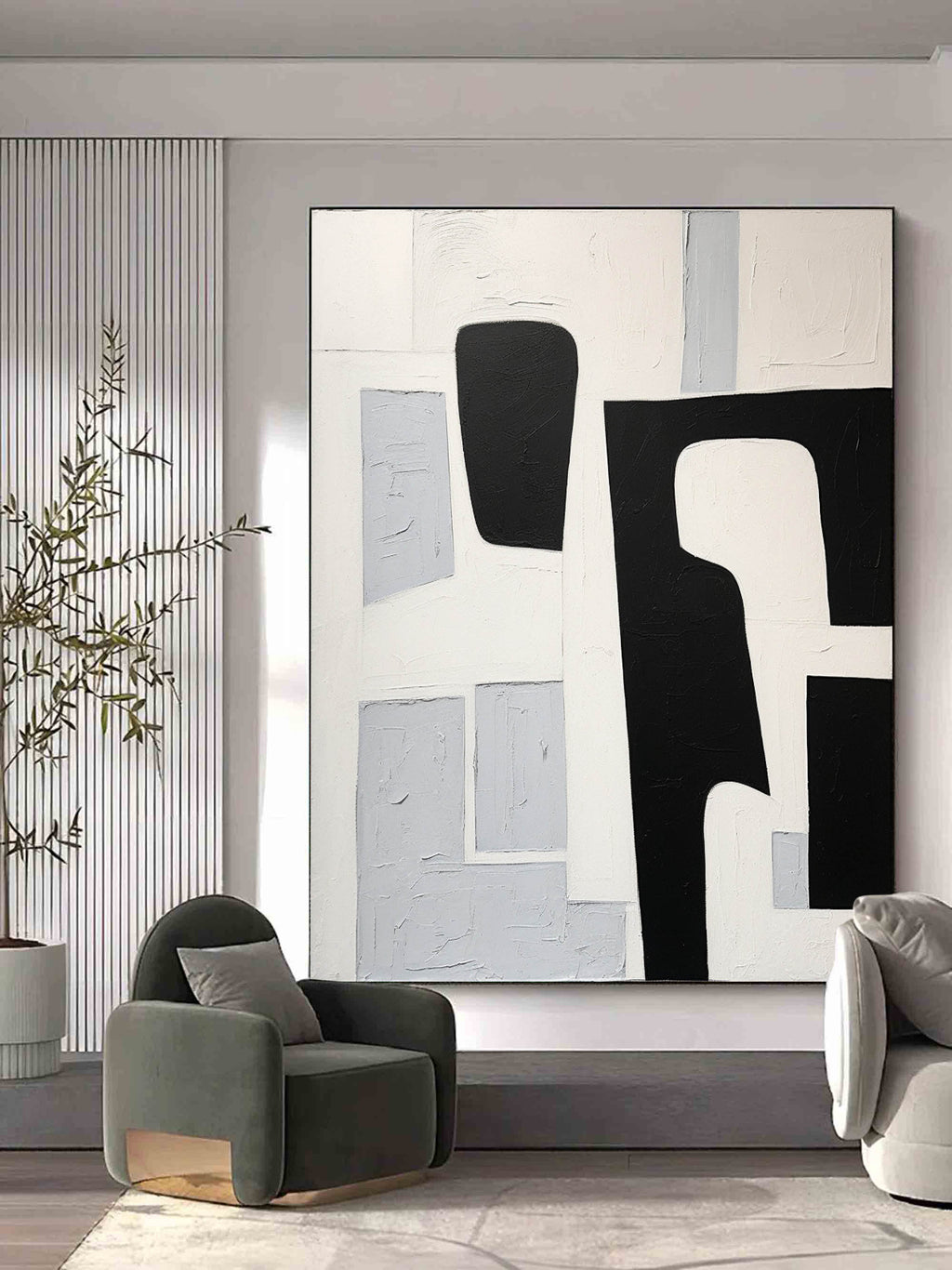 Textured Geometric Monochrome Abstract Painting