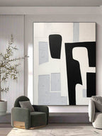 Textured Geometric Monochrome Abstract Painting