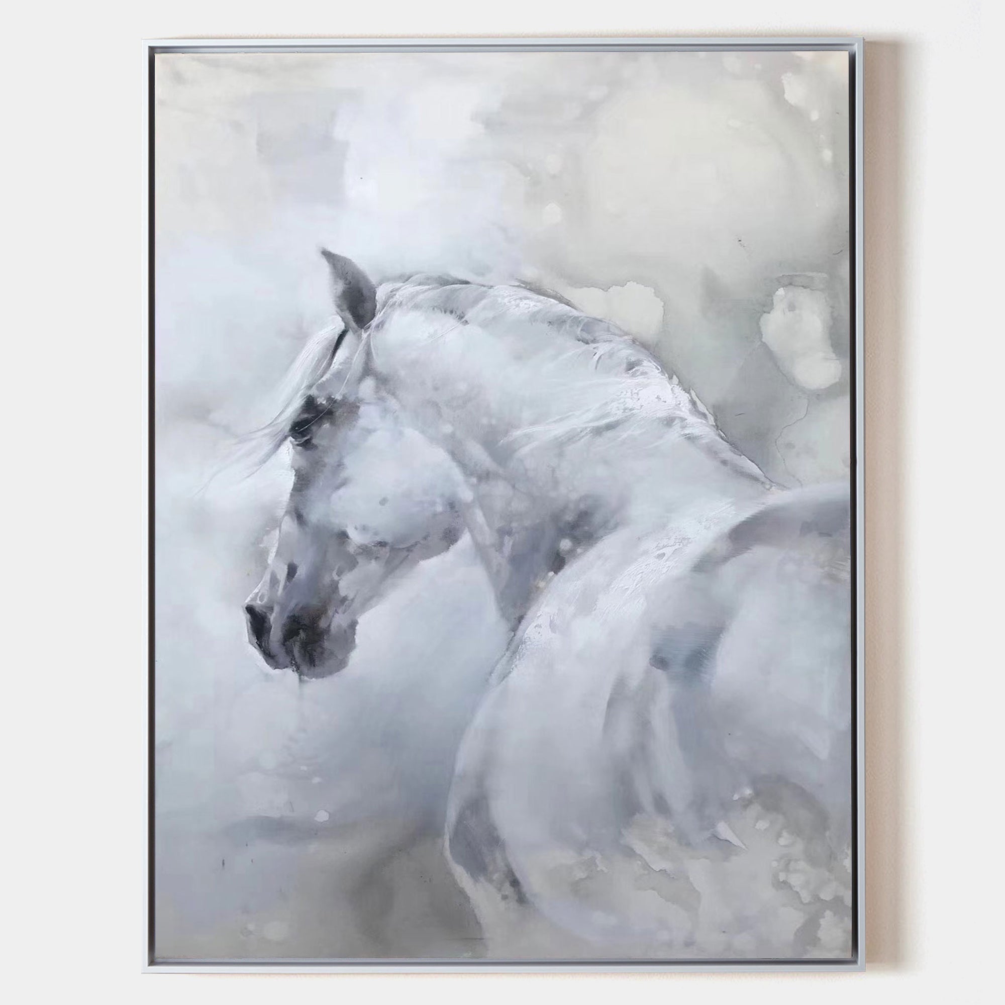 Neutral White Horse Oil Painting Hand Painted