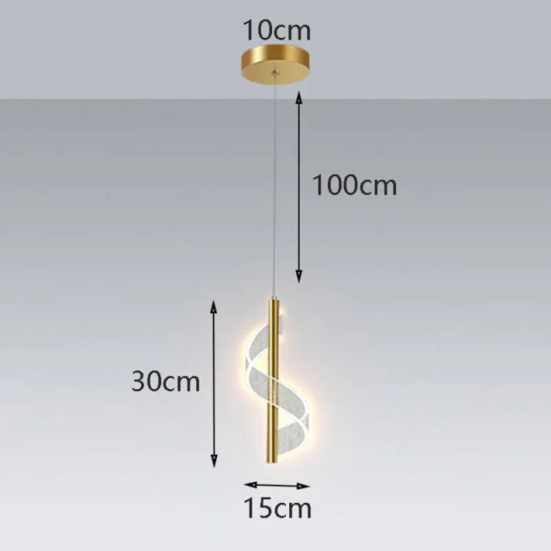 Zeva Vintage Golden Ribbon Pendant Light, Metal/