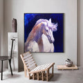Lavender Mane White Horse Oil Painting