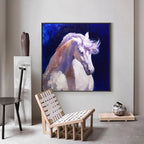 Lavender Mane White Horse Oil Painting