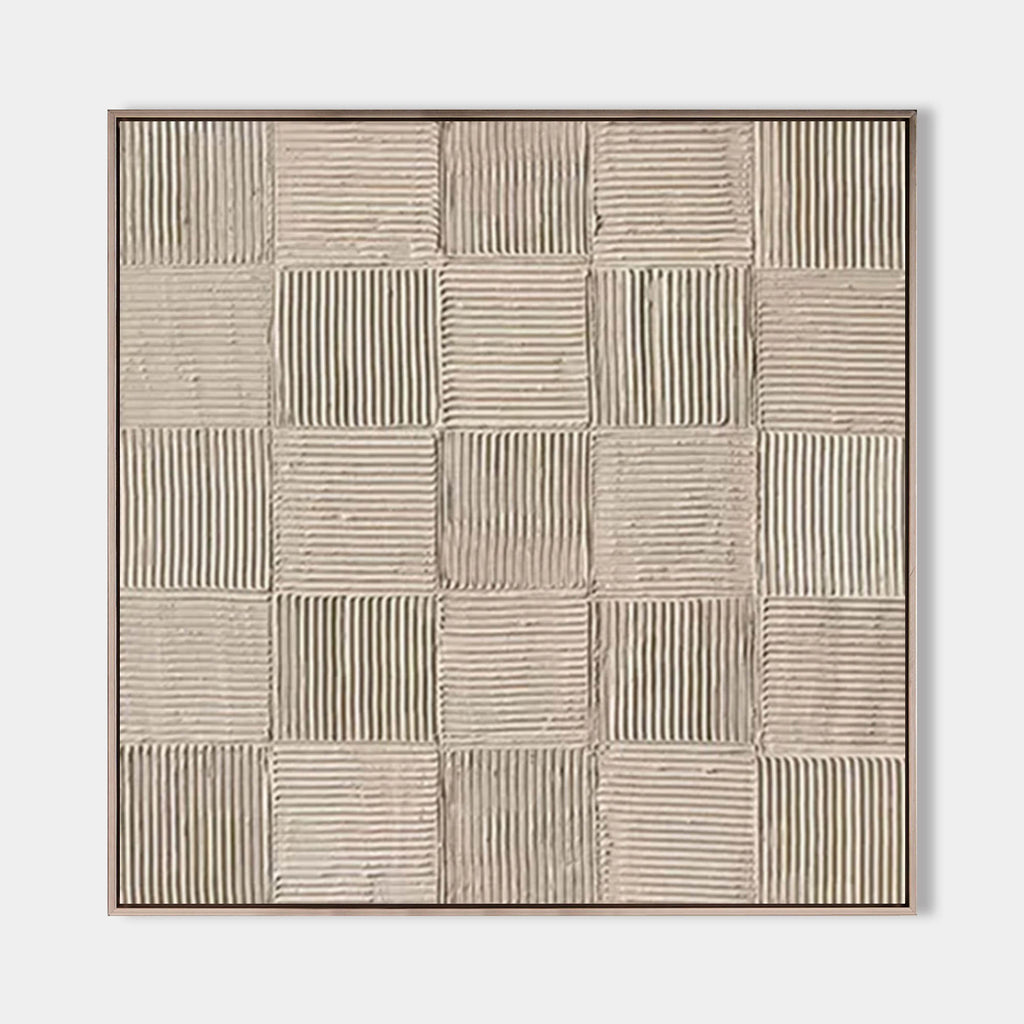 Neutral Tone Textured Checkerboard Oil Painting