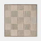 Neutral Tone Textured Checkerboard Oil Painting