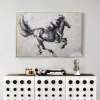 Monochrome Running Horse Oil Painting