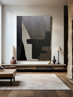 Minimalist Monochrome Geometric Abstract Painting