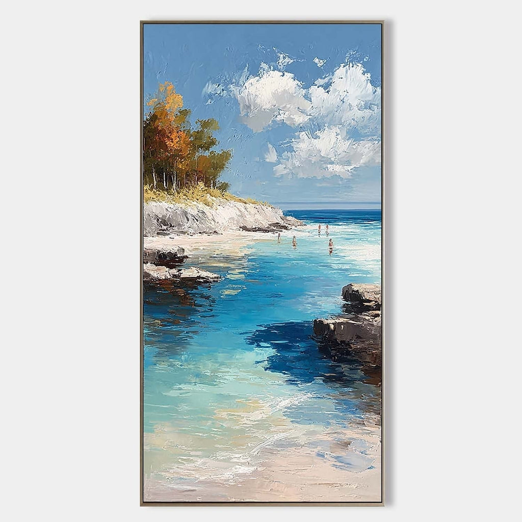 Cliffside Cove Impasto Painting