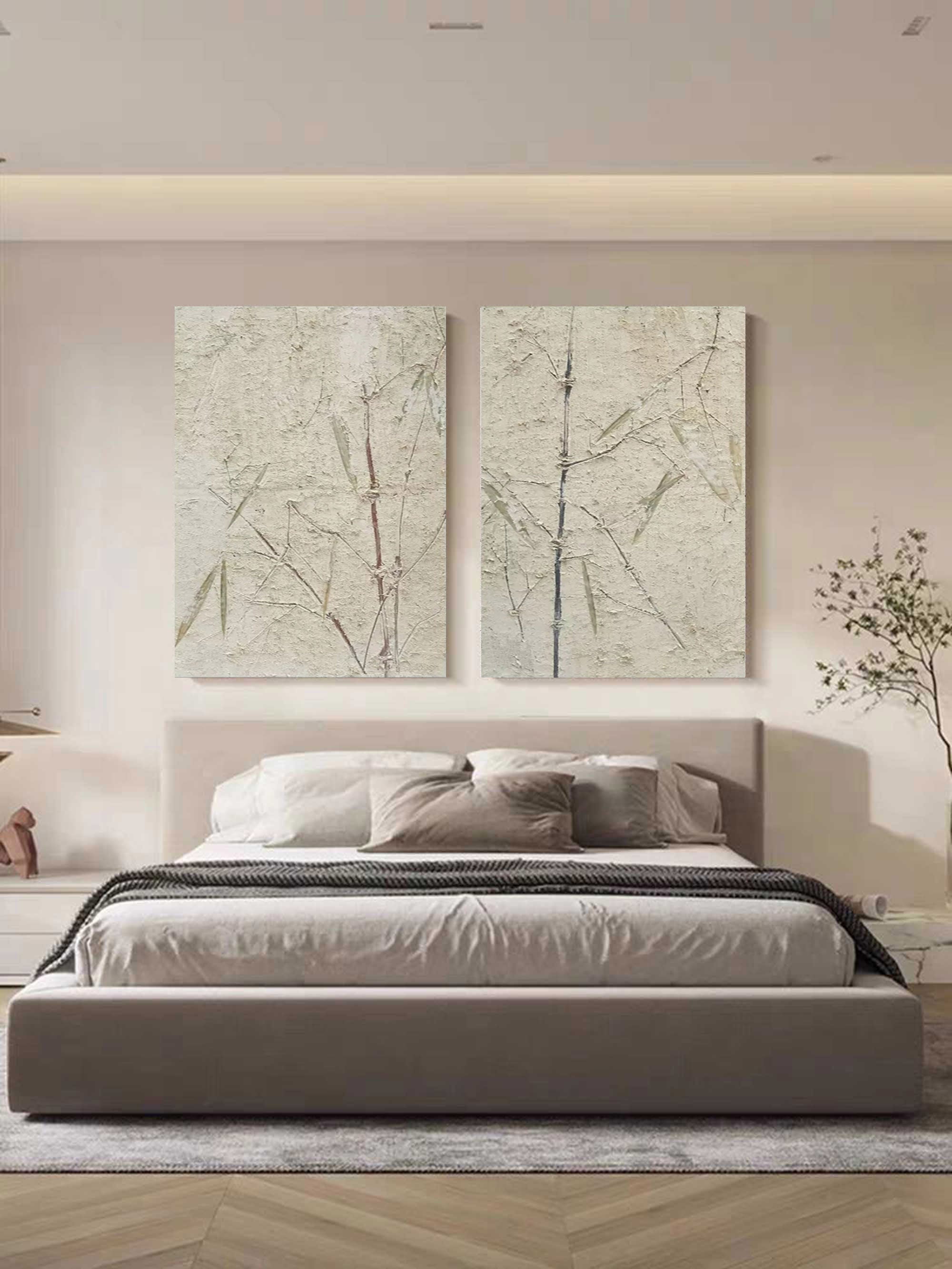 Wabi Sabi Bamboo Texture 2 Piece Wall Art Oriental
