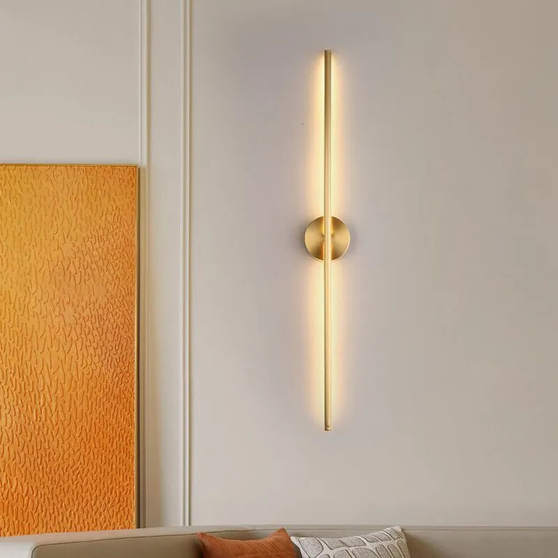 Fauro Modern Linear Metal&Silica Gel Wall Mount Lamps, Gold