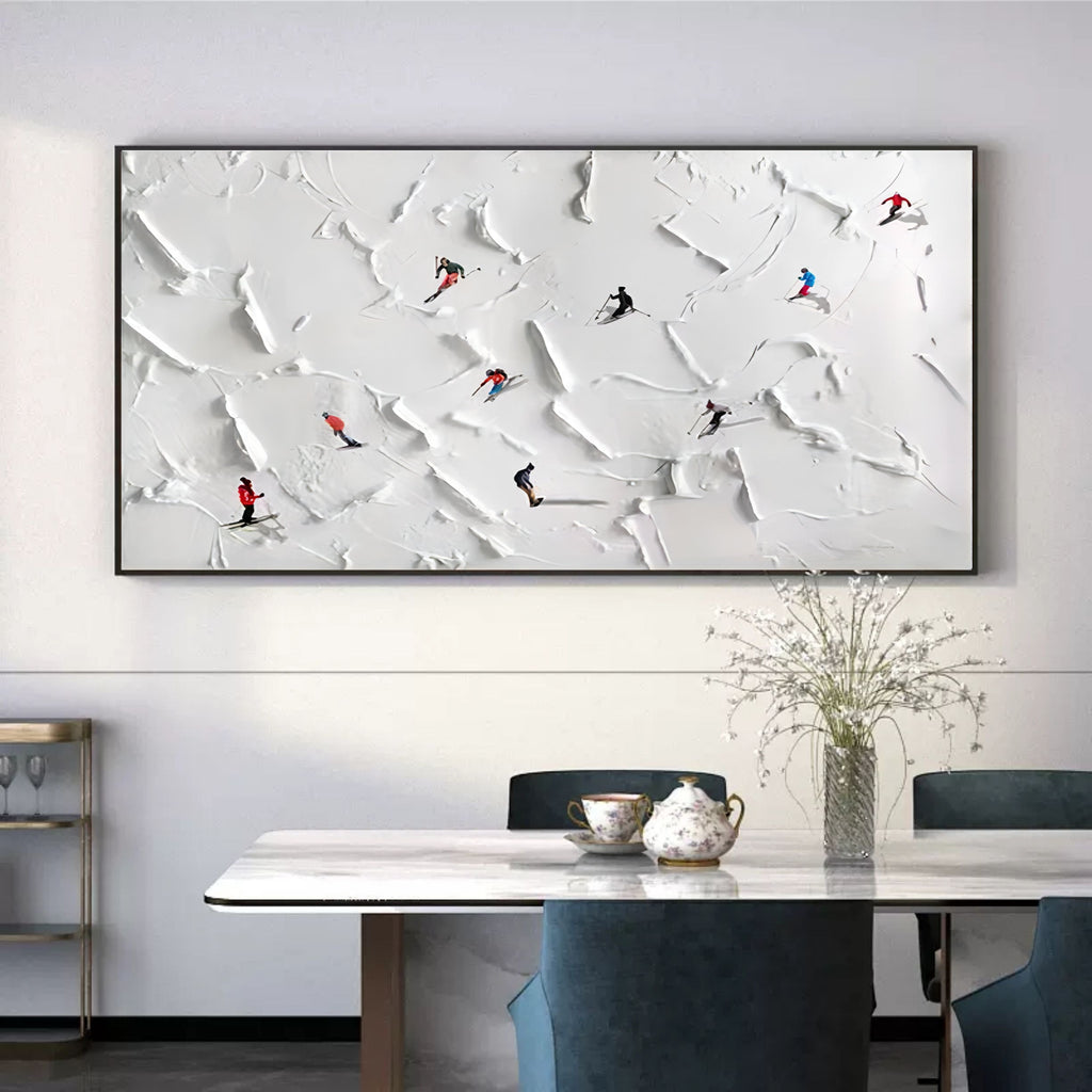 3D Textured Ski Resort Painting Winter Sports
