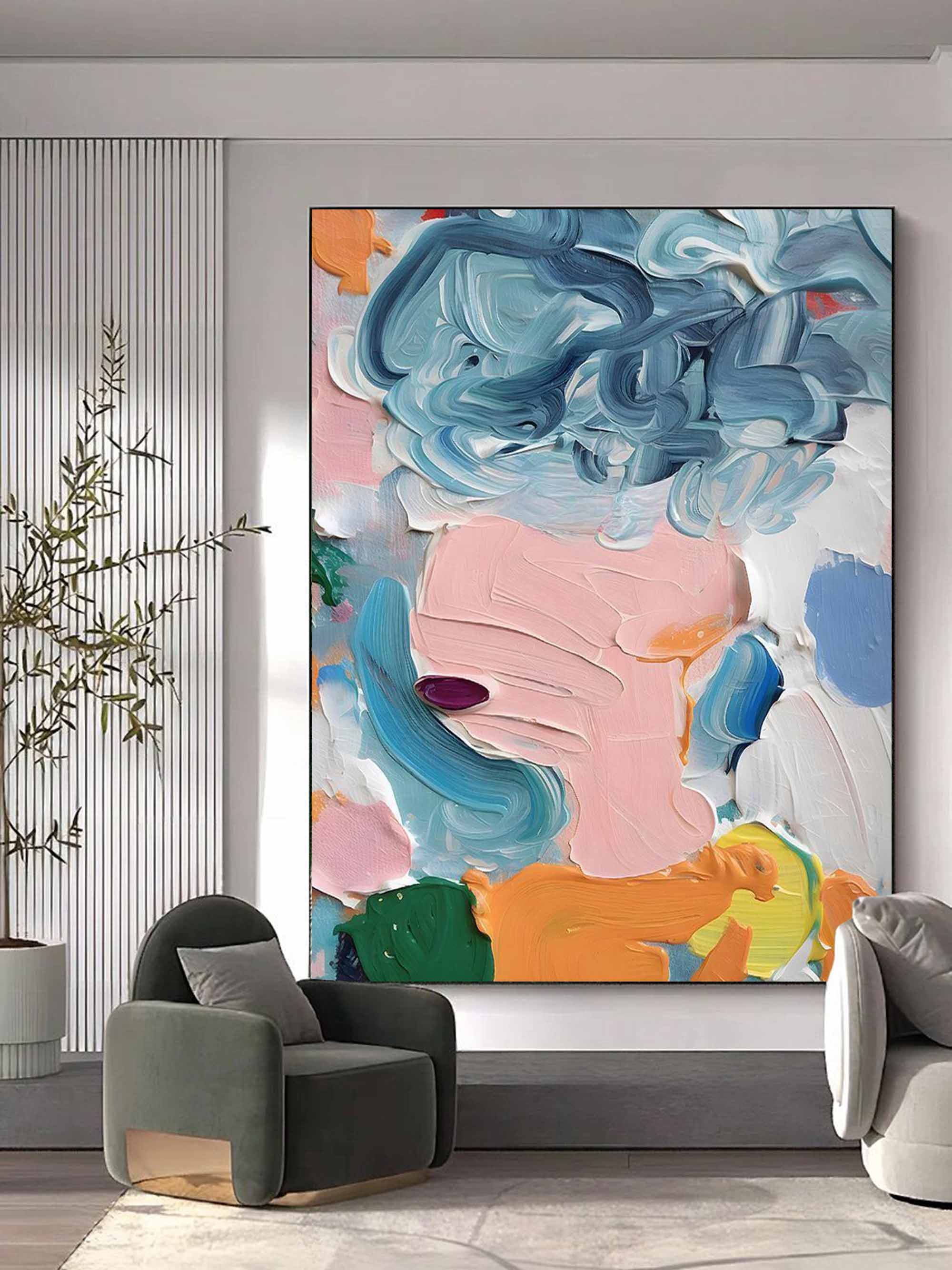 Abstract Impasto Portrait Painting