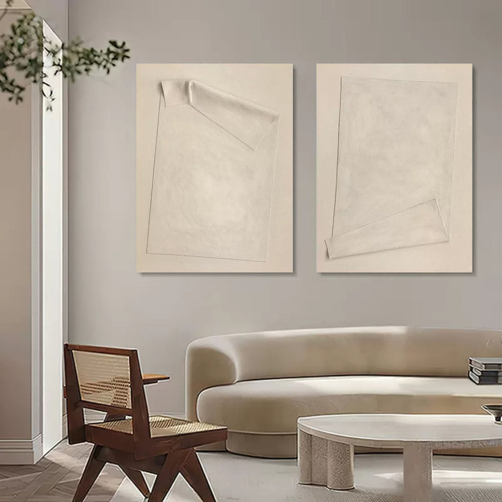 Monochrome Folded Paper Effect Oil Painting