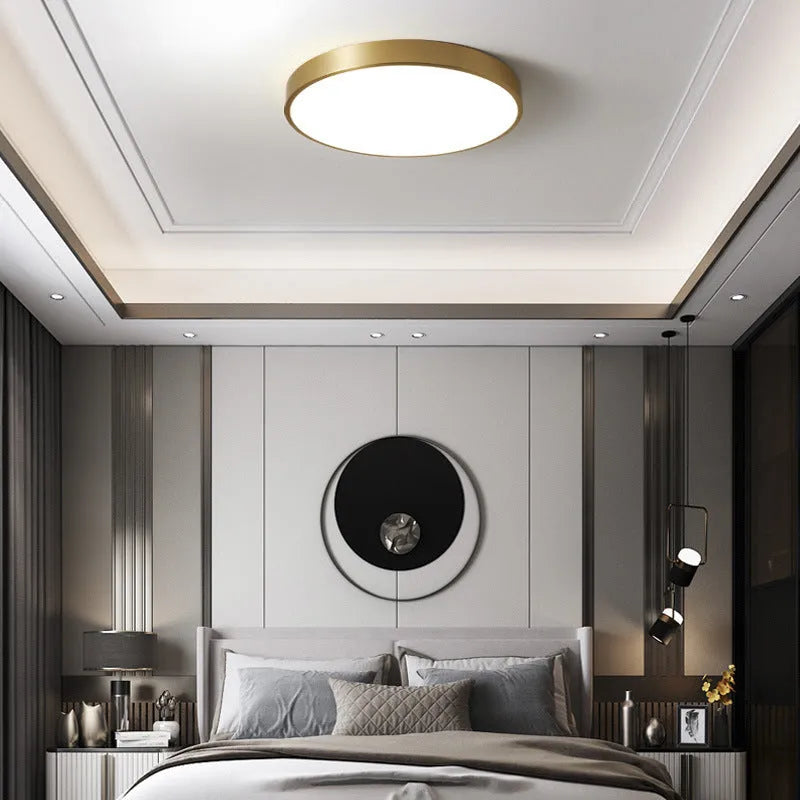 Arisha Nordic LED Gold Round Ceiling Light, Metal &