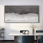 Monochrome Coastal Horizon Bas-Relief Painting