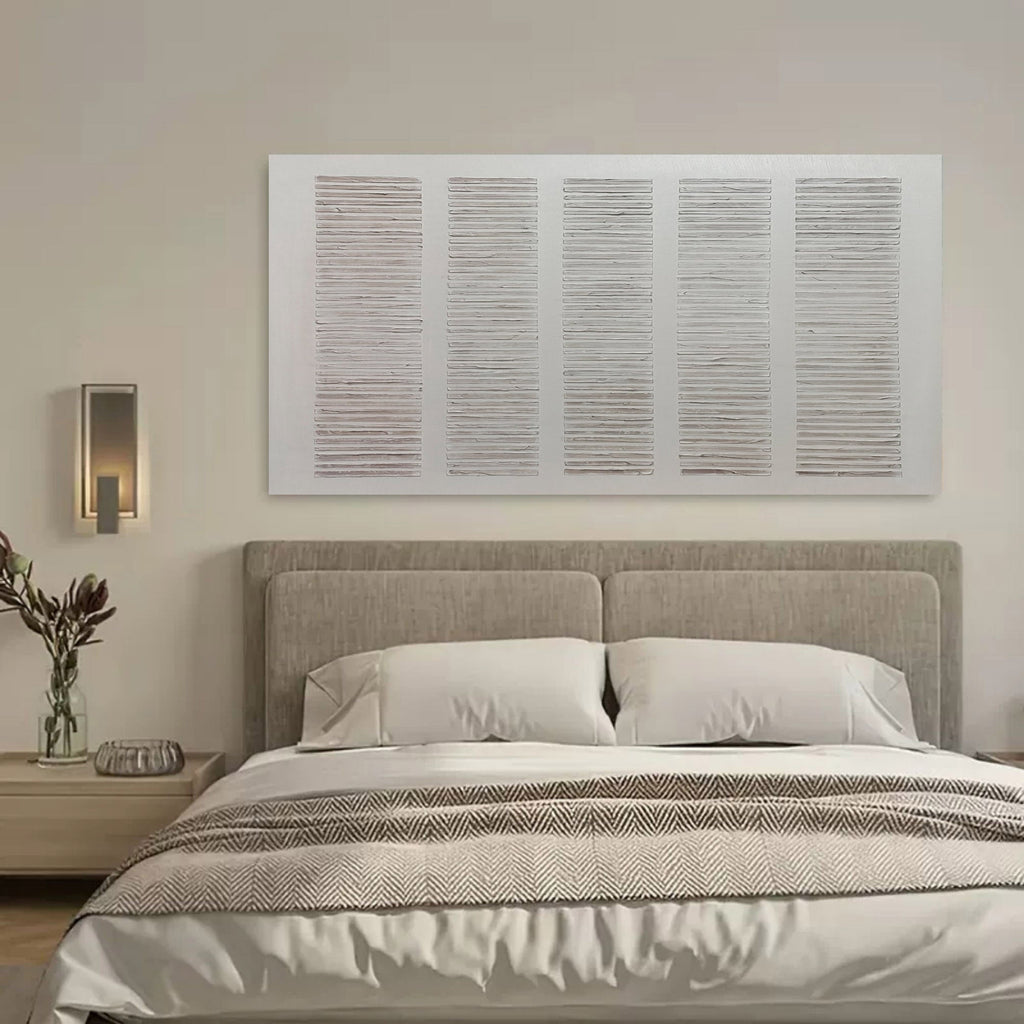 Textured Neutral Grid Relief Painting