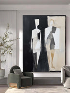 Minimalist Geometric Figure Diptych Oil Painting
