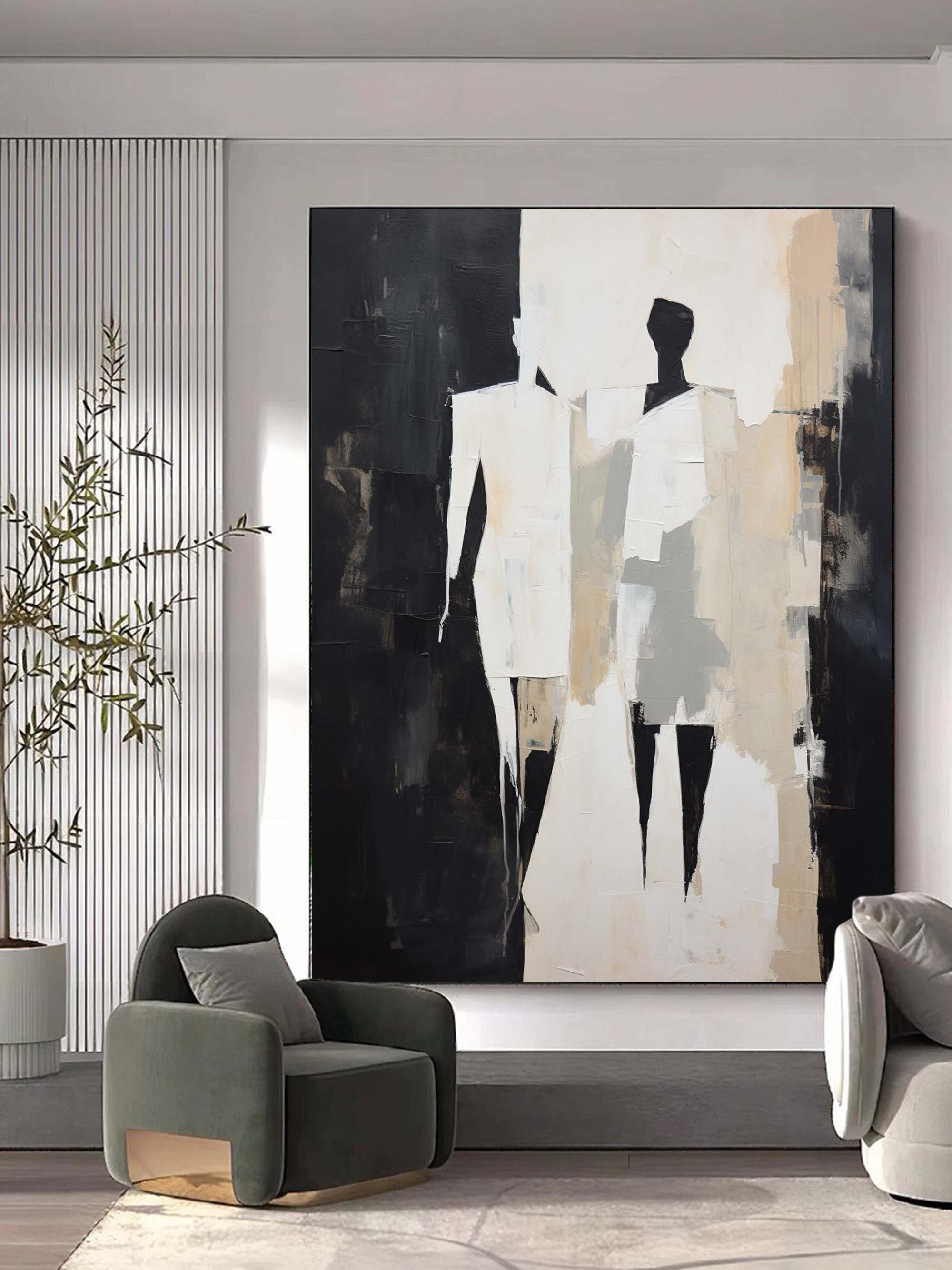 Abstract Couple Silhouette Impasto Painting