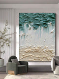 Textured Coastal Wave Impasto Painting