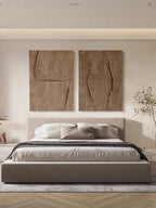 Set Of 2 Warm Brown Textured Diptych Painting