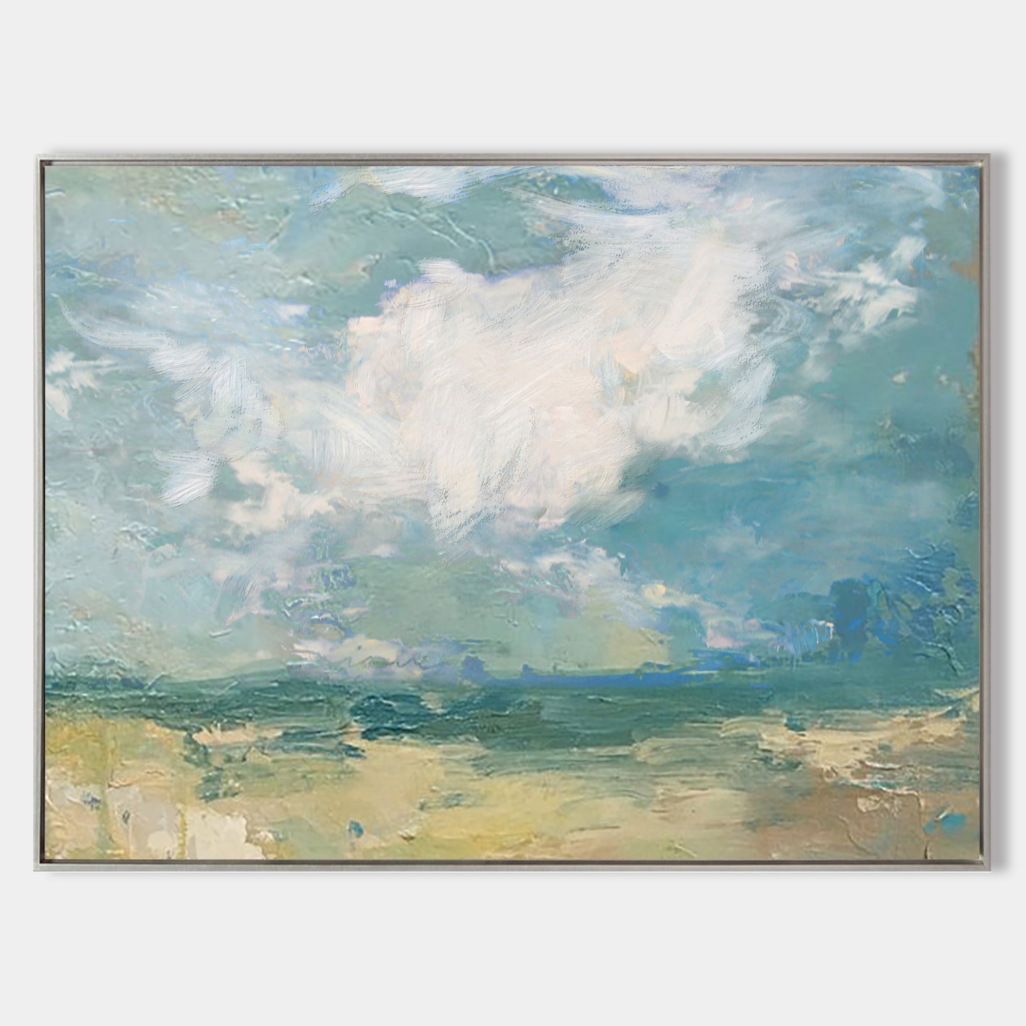 Serene Coastal Cloudscape  Painting Horizontal