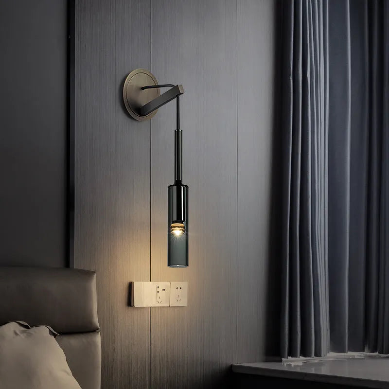 Zeyro Modern Black Glass Streamlined Pendant light/Wall Lamp