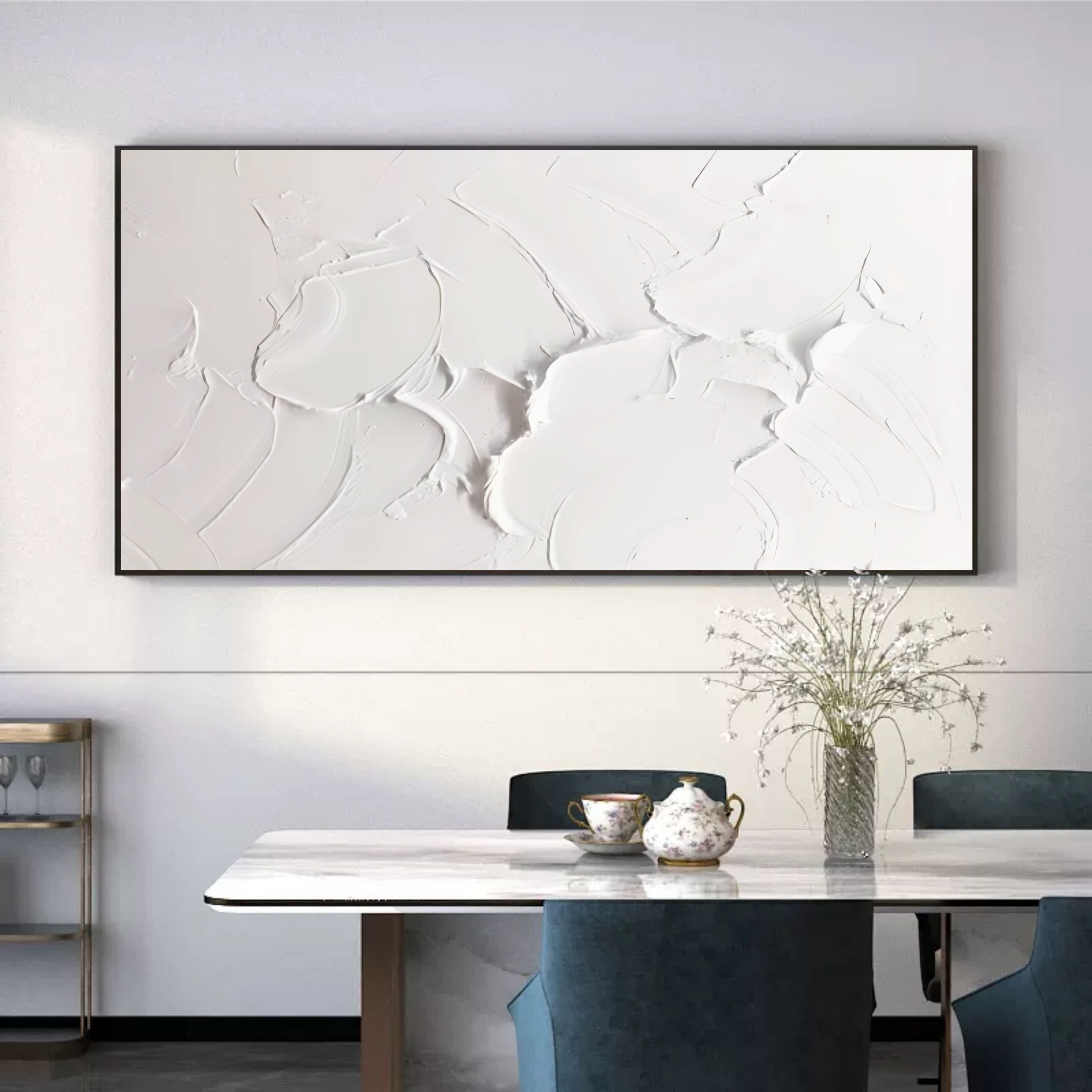 Pure White Textured Impasto Painting