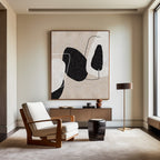 Minimalist Black Beige Abstract Oil Painting