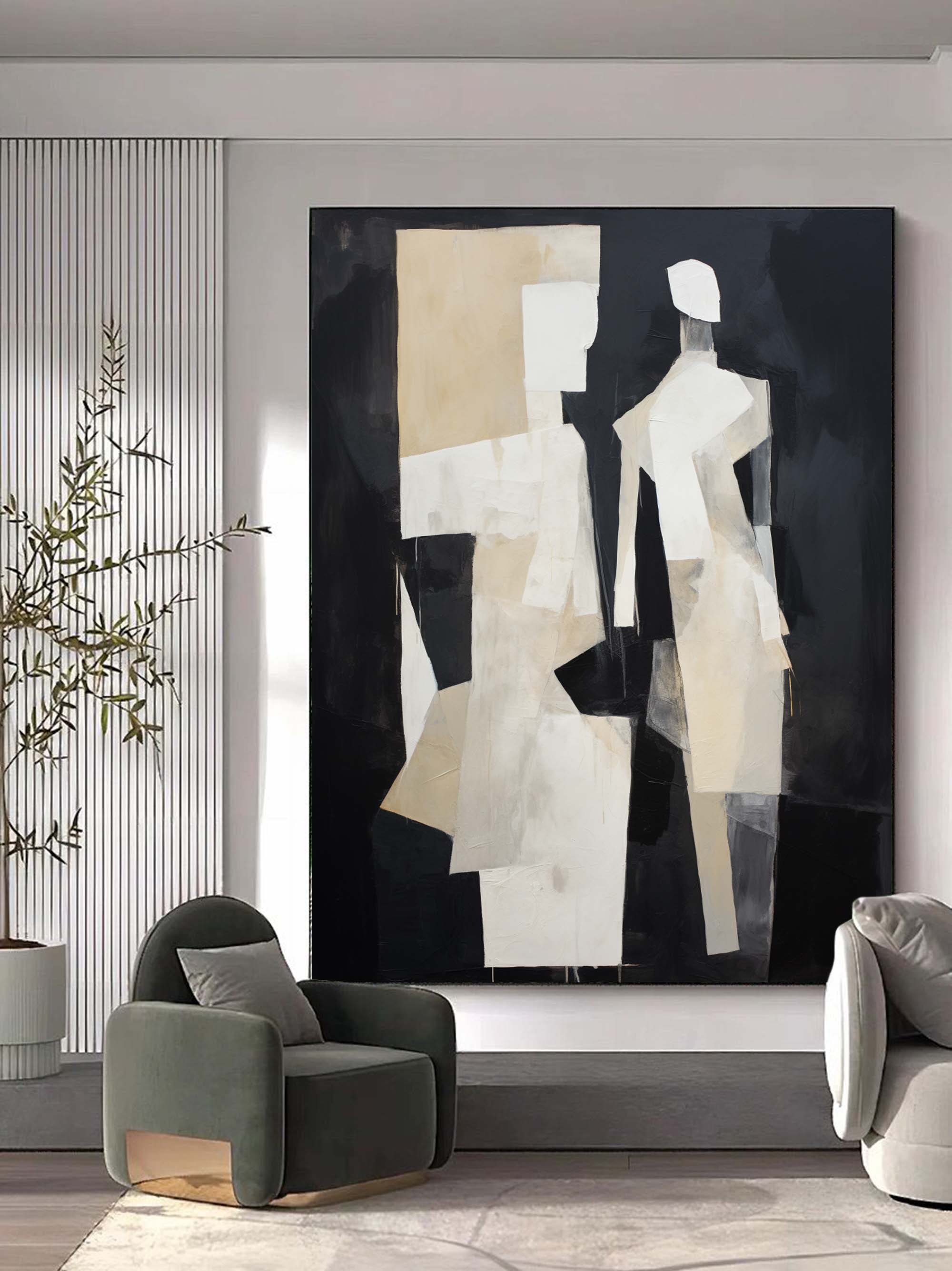 Black And Brown Minimalist Abstract Duo Wall Art
