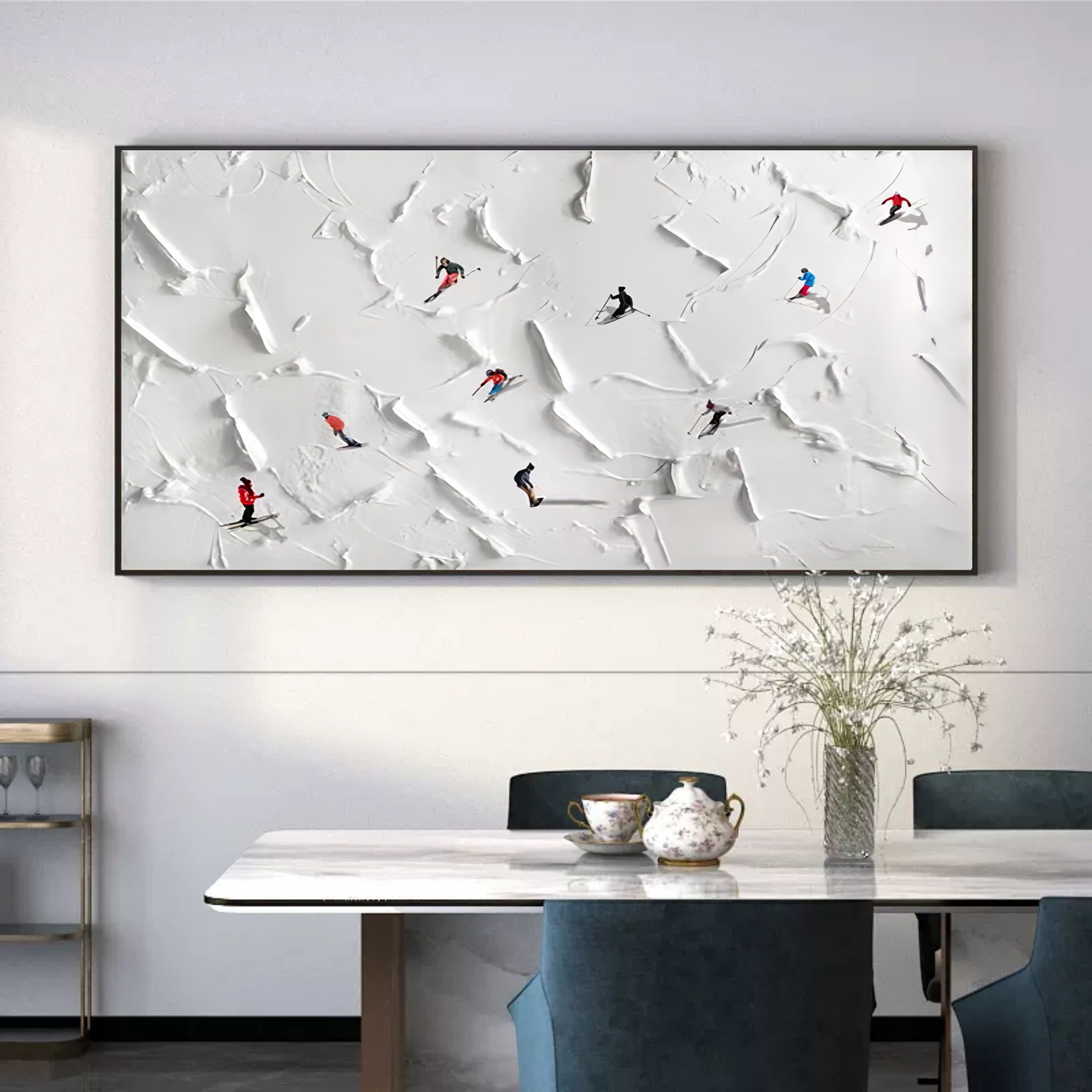 3D Textured Ski Resort Painting Winter Sports