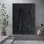 Monochrome Black Textured Abstract Painting