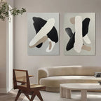 Abstract Neutral Organic Shape Diptych Wall Art