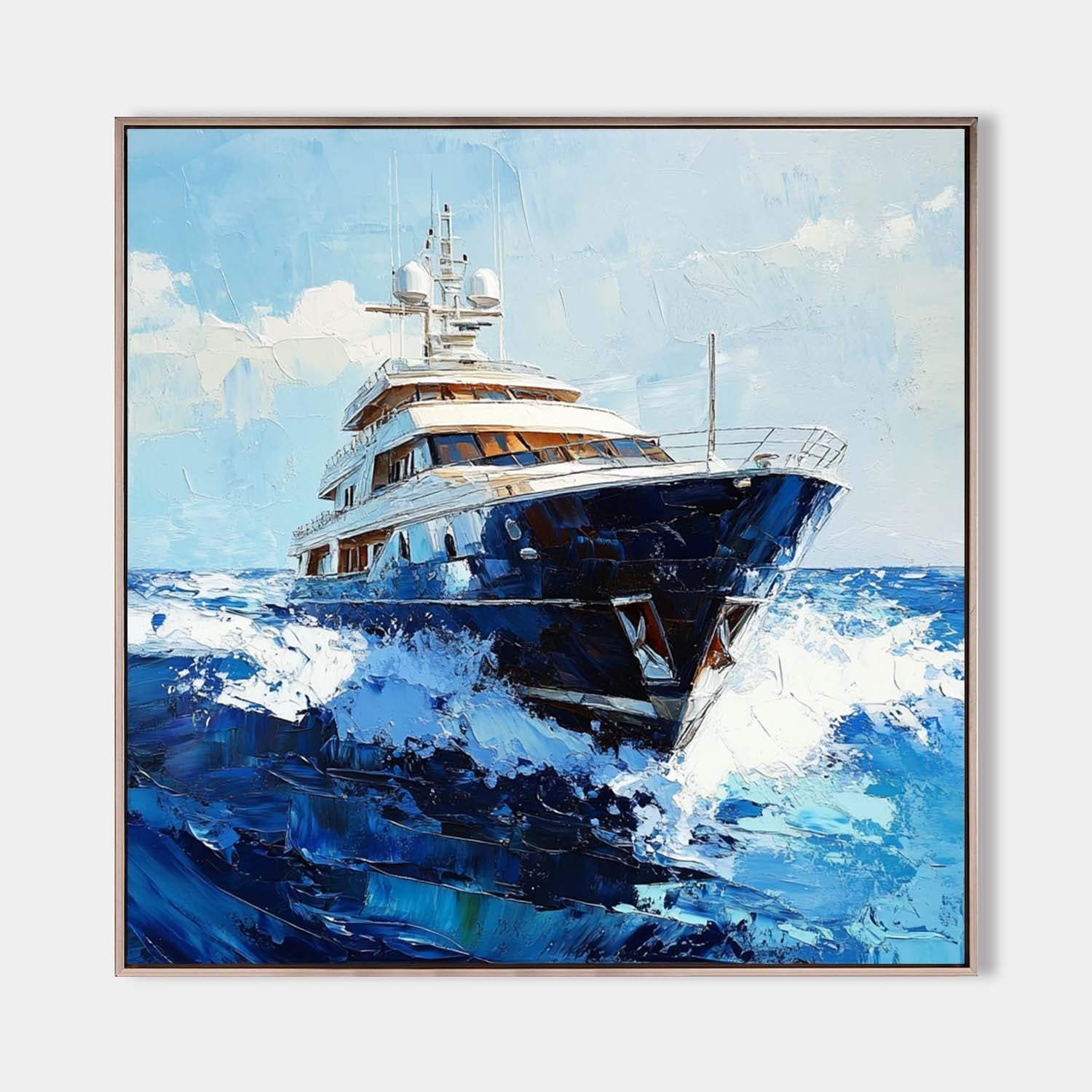 Luxury Yacht Ocean Voyage Oil Painting
