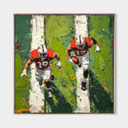 American Football Duo Action Oil Painting
