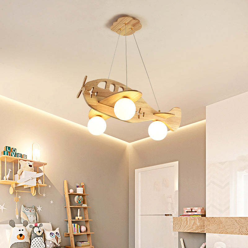 Arisha Vintage Airplane Shape Pendant Light, Wood